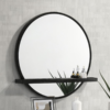 Arini Round Vanity Wall Mirror with Shelf Black - Image 3