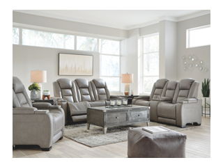 The Man-den – Gray – 3 Pc. – Power Sofa, Loveseat, Recliner