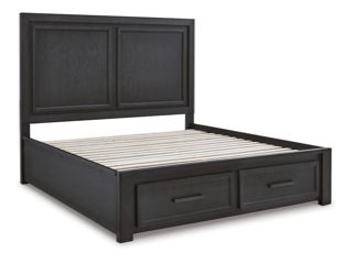 Foyland – Black / Brown – 8 Pc. – Dresser, Mirror, Door Chest, Queen Panel Storage Bed, 2 Nightstands