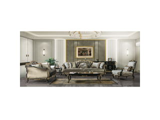 Betria – Sofa With 5 Pillows – Gold & Black High