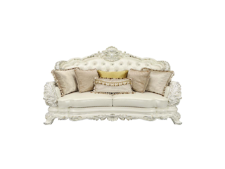 Adara – Loveseat – White PU & Antique White Finish