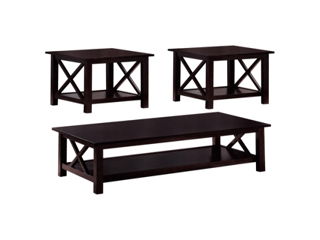 Rachelle – 3 Piece Rectangular Coffee Table Set – Deep Merlot