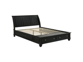 Sandy Beach – Wood Queen Storage Panel Bed – Black