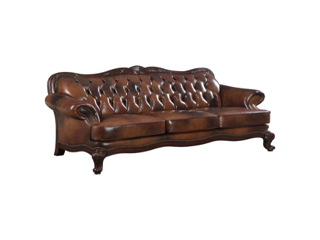 Victoria – Full Leather Upholstered Rolled Arm Sofa – Brown