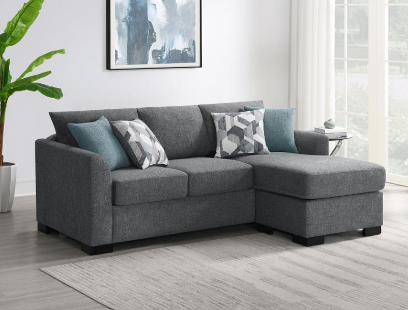 Storey Upholstered Sleeper Sectional Chaise Sofa Grey