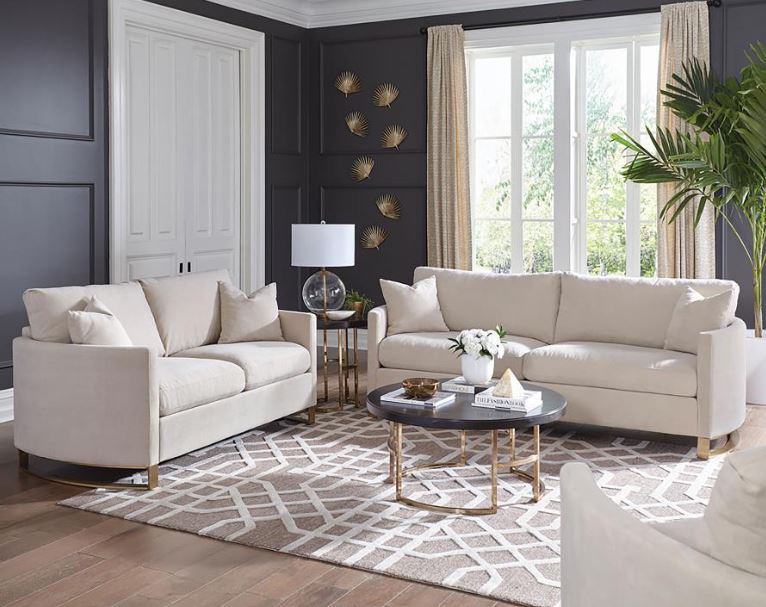 Corliss 3-piece Upholstered Arched Arm Sofa Set Beige