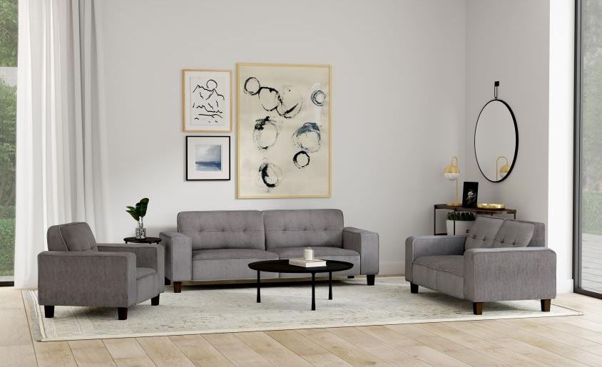 Deerhurst 3-piece Upholstered Track Arm Sofa Set Charcoal