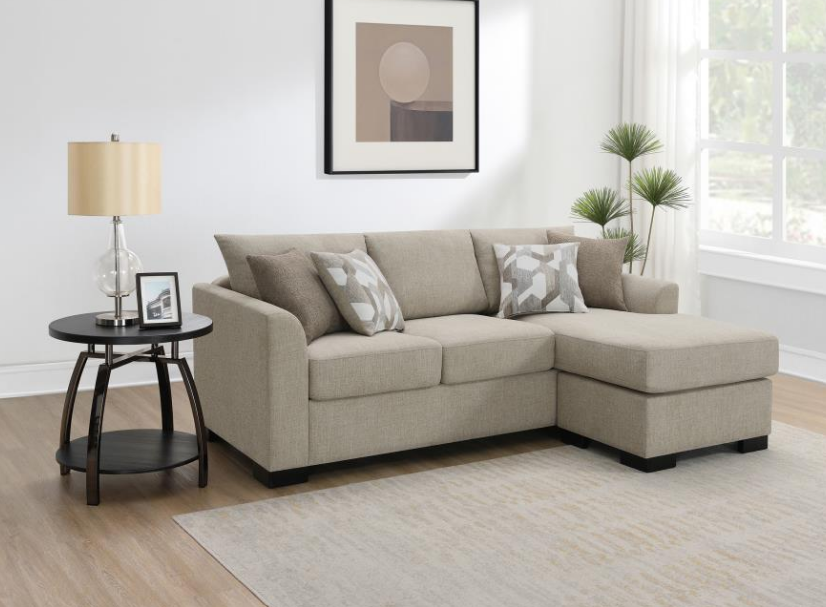 Storey Upholstered Sleeper Sectional Chaise Sofa Camel