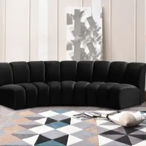 Finite 119" Velvet Upholstered 3pc. Modular Sectional