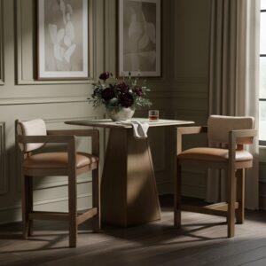 Riva Vegan Leather and Linen Textured Fabric Upholstered Counter Stool