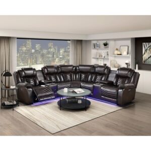 3-Piece Power Reclining Sectional with Consoles, Speakers, Subwoofer and LED Lighting