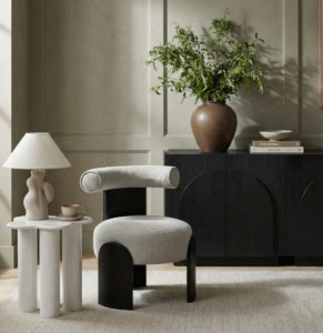 Linen Textured Fabric Upholstered Chair