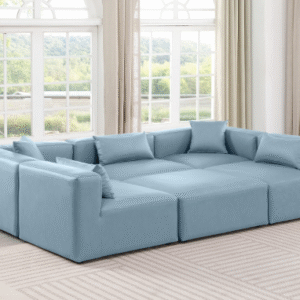 108" Vegan Leather Upholstered 6pc. Modular Sectional
